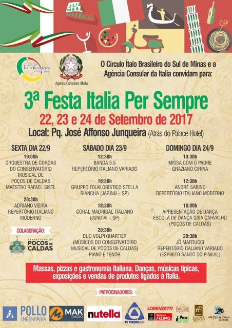 Cartaz da festa 'Italia per sempre' - Programma della festa 'Italia per sempre'